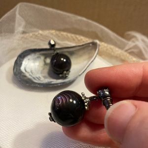Rainbow Obsidian and hematite vintage post earrings